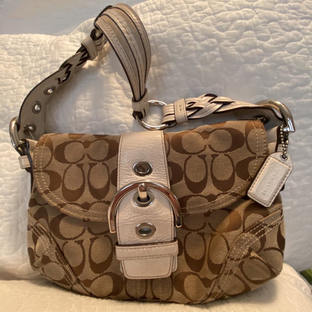 COACH Soho Signature Flap Leather Braided Purse